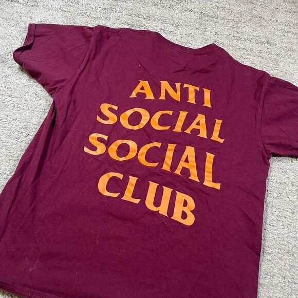 Anti Social Social Club Men’s Maroon Short Sleeve Tee T Shirt - Picture 4 of 6